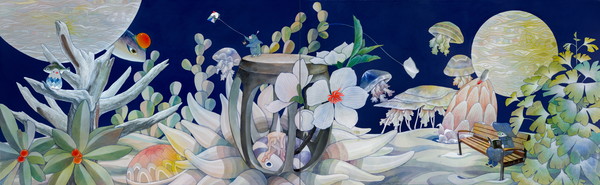 나안나, ‘풍경’, 2023, 116.8×72.7㎝, Mixed media on canvas.